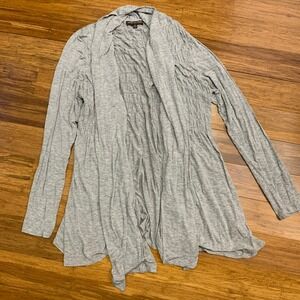Adrienne Vittadini Drape Cardigan Women Size XL Open Front Lightweight Knit Gray